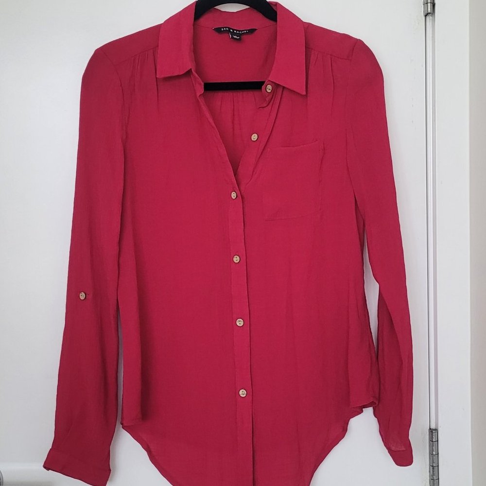 Fushia cotton semi sheer blouse